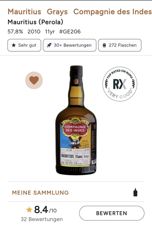 Compagnie des Indes Mauritius 11Y 2022 dozrávání v sudu po Cognacu, Grays Dist. 57,8%
