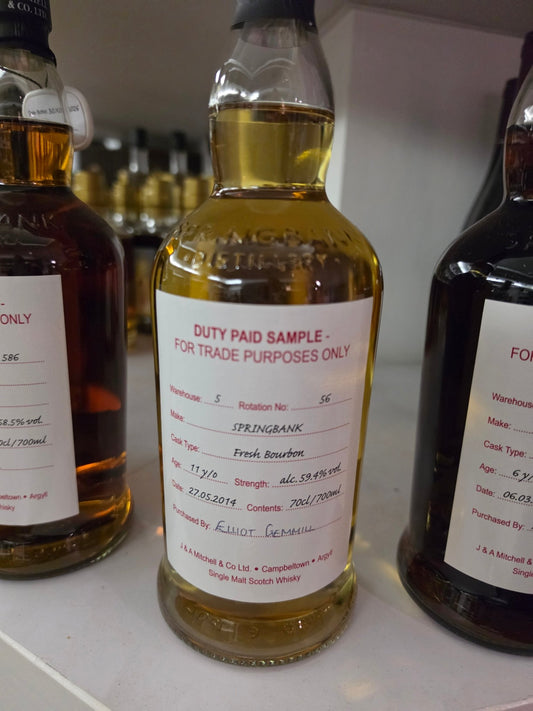 Springbank Cage bottling 2014 fresh Bourbon Cask 11y 0,7l 59,4 % vol. Whisky w5 r56 duty paid sample Elliot Gemmill