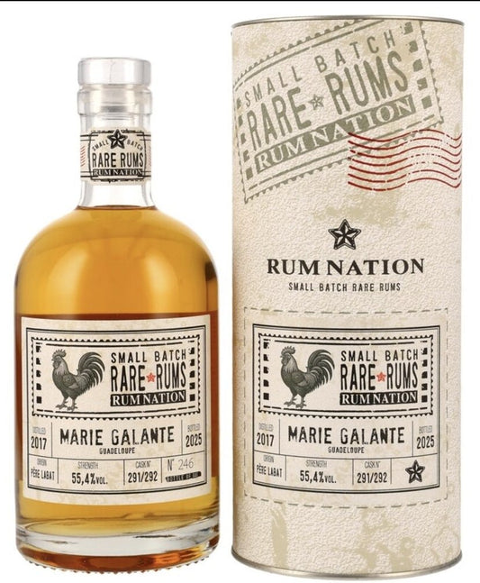 Rum Nation Marie Galante Guadeloupe 2017 2025 7y 55,4% vol. 0,7l single Cask strength Rum Fassabfüllung Sonderedition limitiert auf ein Fass rhum