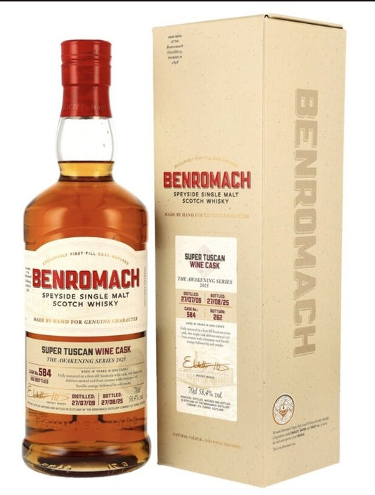 Benromach 2009 2025 16y 1st Fill Tuscan Sassicaia Wine Cask 584 The Awakening Series 0,7l 58,4% vol. Whisky