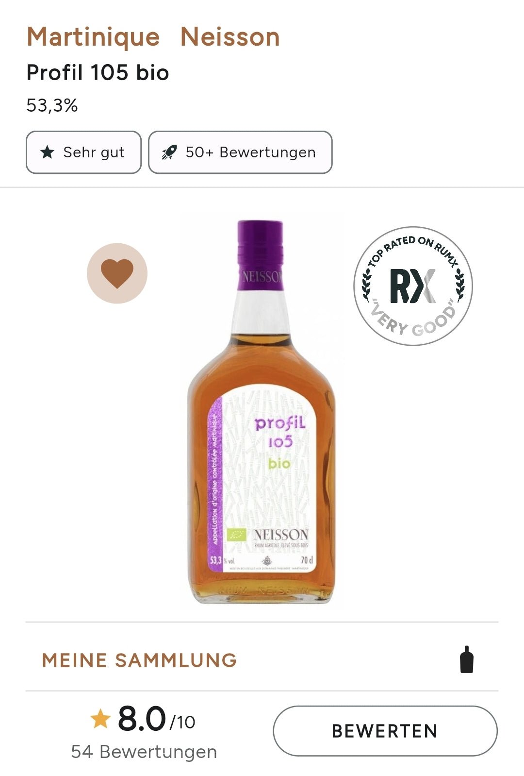 Neisson Profil 105 Organic 53.3% vol. 0.7l in gift box Rum Agricole Rhum Martinique AOC Aging 12-24