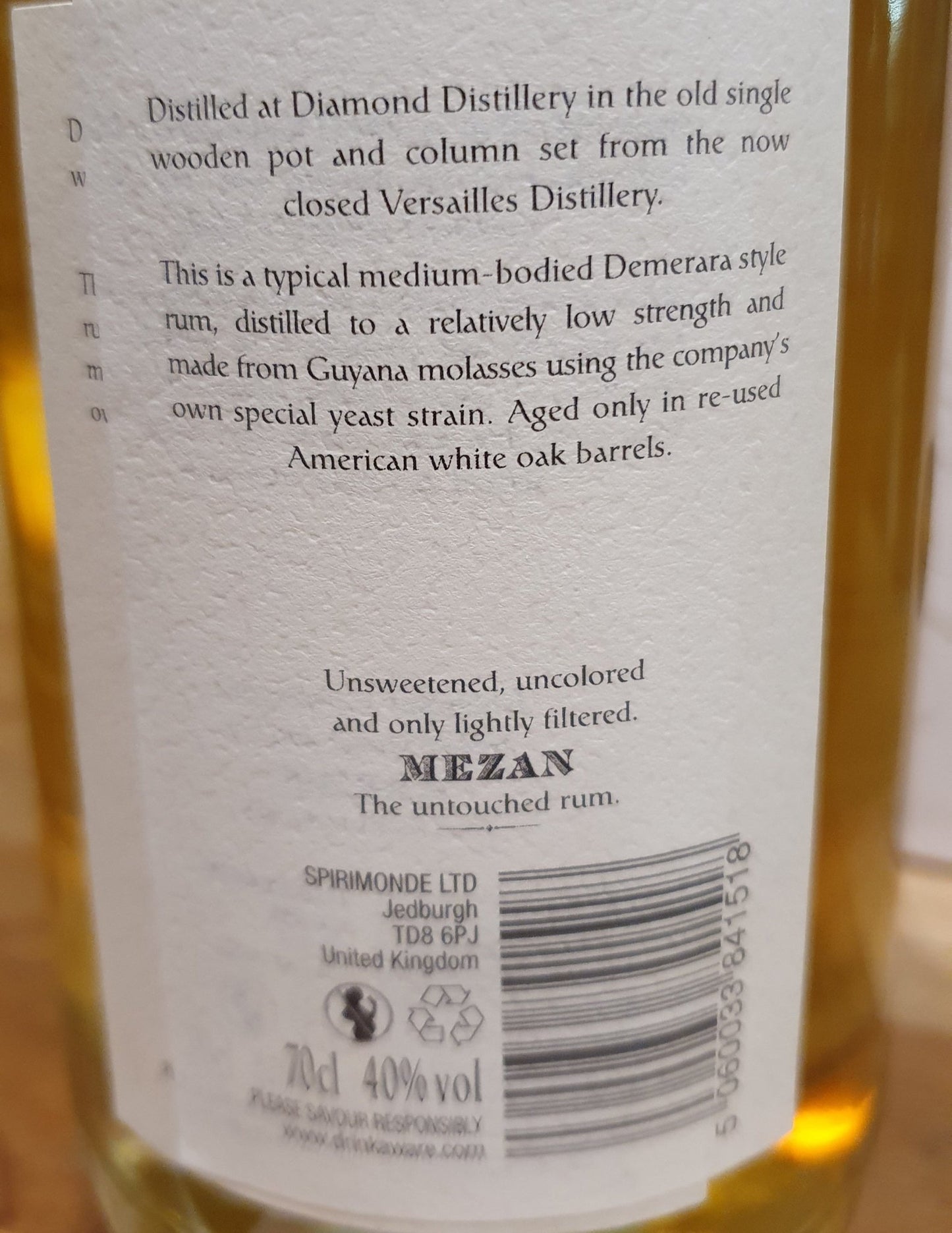 Mezan Guyana Diamond 2003 Single dist 0,7l 40% vol. Rum