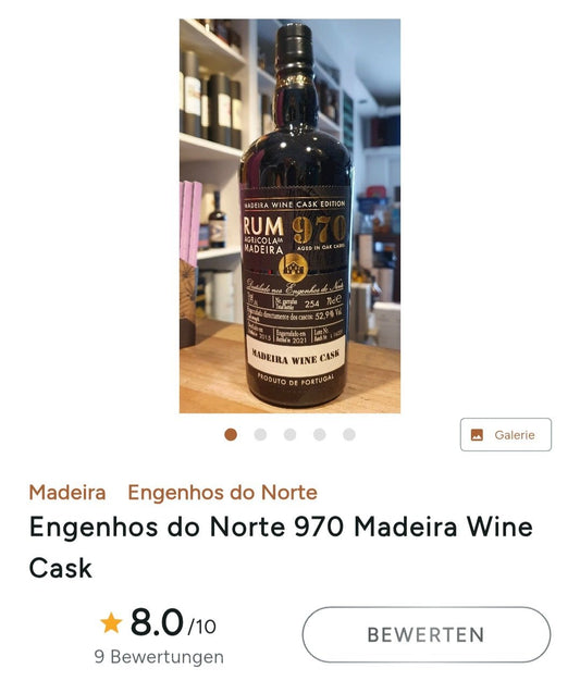 Engenhos 970 Rum Wine cask 2015 Agricola da Madeira 2021 #254 0,7l 52,9% vol. Single Cask Edition schwarz