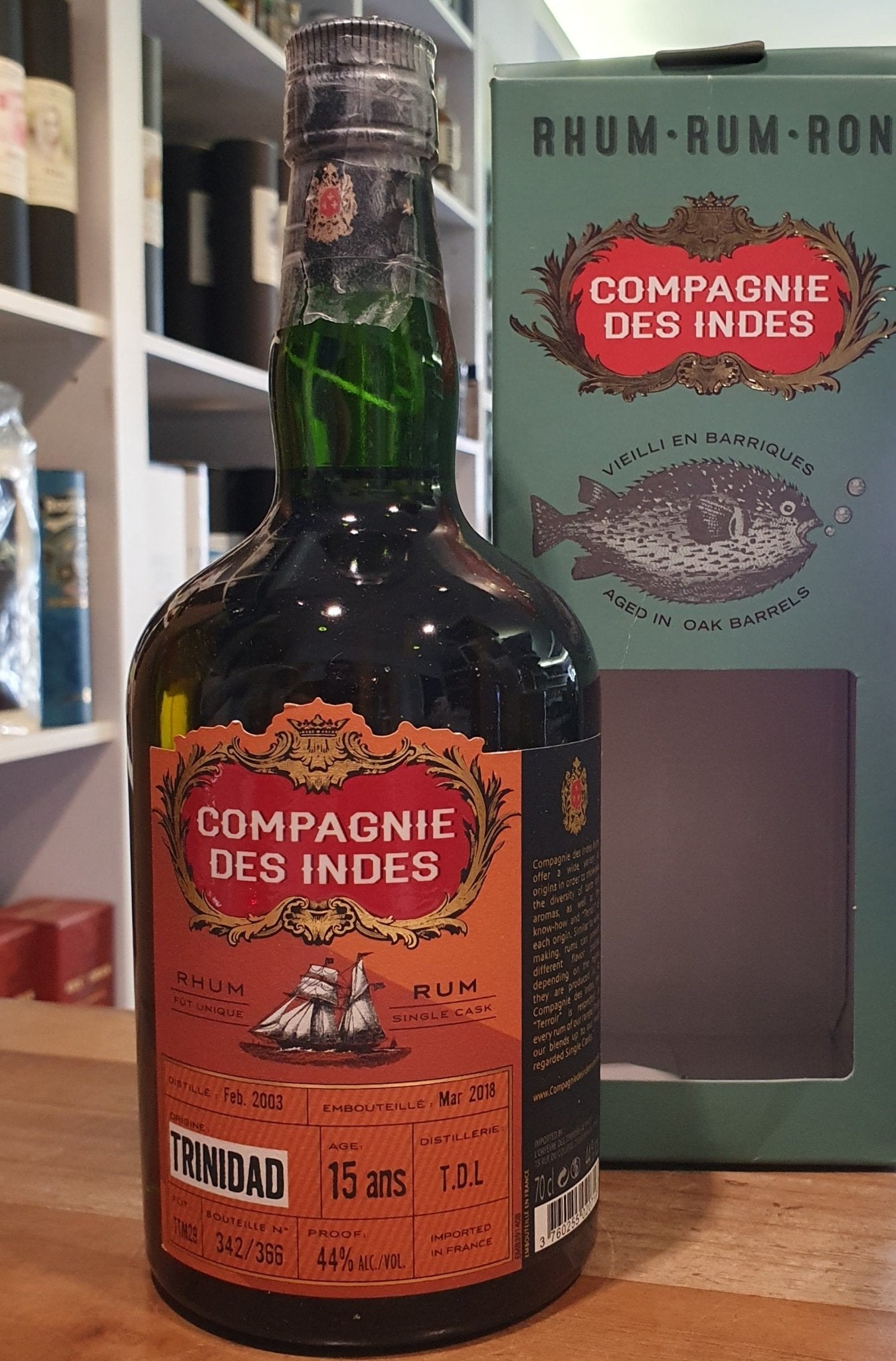Compagnie des Indes Trinidad 15Y 2003 2018 T.D.L. 44% vol. 0,7l CDI Rum tdl ttm29