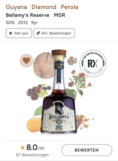 Bellamy's Reserve 2012 2022 Guyana Diamond 9y 0,7l 50%vol.