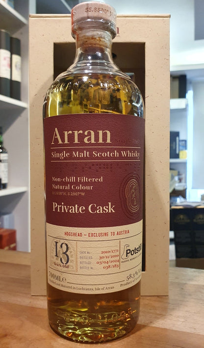 Arran 2010 Potstill private Single Cask 0,7l 58,3% vol. Whisky Austria exclusiv 210/1771