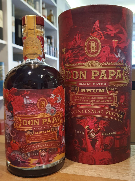 Don Papa Quincentennial 2025 "F" Rum Port cask 7y 0,7l 50 % vol. mit Geschenk Dose 500y Magellan