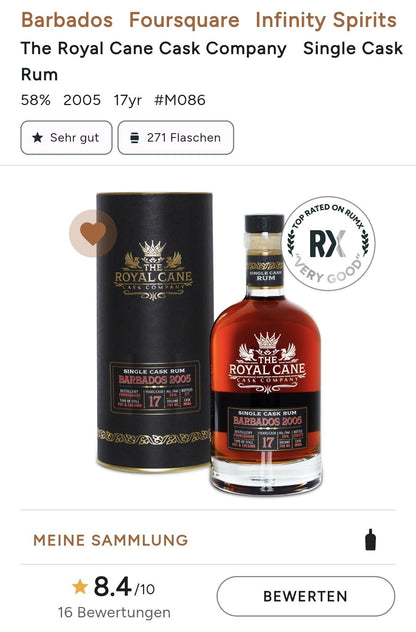 alt
Royal Cane Barbados 2005 0,7l 58%vol. Rum single cask Dist.: Foursquare Rum - 17 years American white oak