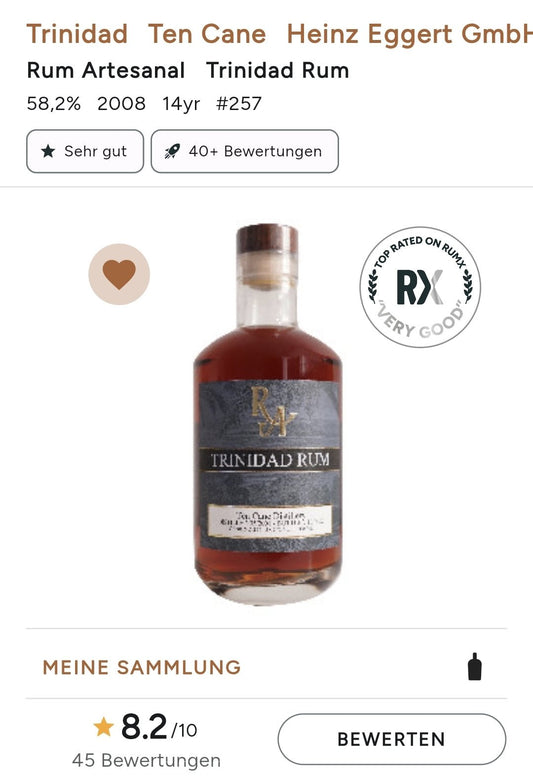 RA Trinidad 2008 2022 14y Winter 0,5l 58,2%vol. single cask Rum Artesanal #257 Destillerie Ten Cane