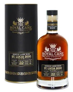 Royal Cane St.Lucia 2000 0,7l 49,6%Rum single cask S.L.D. 22 years  American white oak  pot still molasses  limitiert Flaschen  Tasting Notes:  A rusty amber hue in the glass. Distinct fruity  lychee, apricot, sour cherry are balanced with notes of Nutella, tobacco, mint, and oak. palate warm mouthwatering texture pronounced orange preserves, dark caramel, toasted coconut, umeboshi. The finish is long and complex with baking spice, toasty oak, and the occasional fresh zingy element lychee.