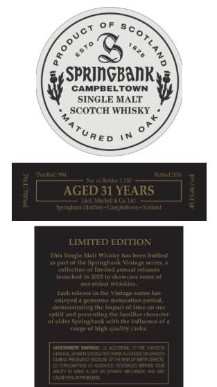 Springbank 1994 Vintage NEU 2026 0,7l 45,1 % vol. Campbeltown whisky Limited Edition
Route 1828