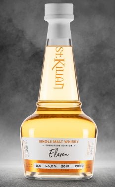 St.Kilian single malt eleven whisky 0,5l 46,2% obj. Zrání v sudech Jack Daniel’s    (Rašelinová; 54 ppm; Multiple