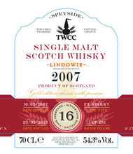 Laden Sie das Bild in den Galerie-Viewer, Twcc Linkwood 2007 Single cask 16y Lindowie  0,7l 54,6%vol. single cask The stillmans scotch Whisky
