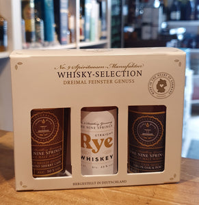 The Nine Spring Whisky Selection Rye, double cask,  oloroso 3 x0,05l 46/50% vol. eichsfeld Thüringen Deutschland Tasting Set 